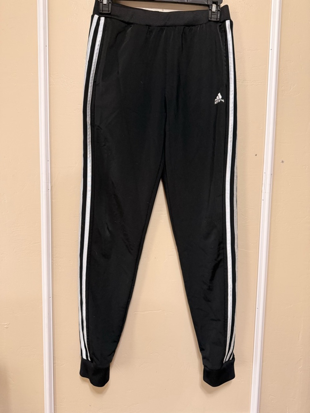 adidas Black Joggers with White Side Stripes and Logo